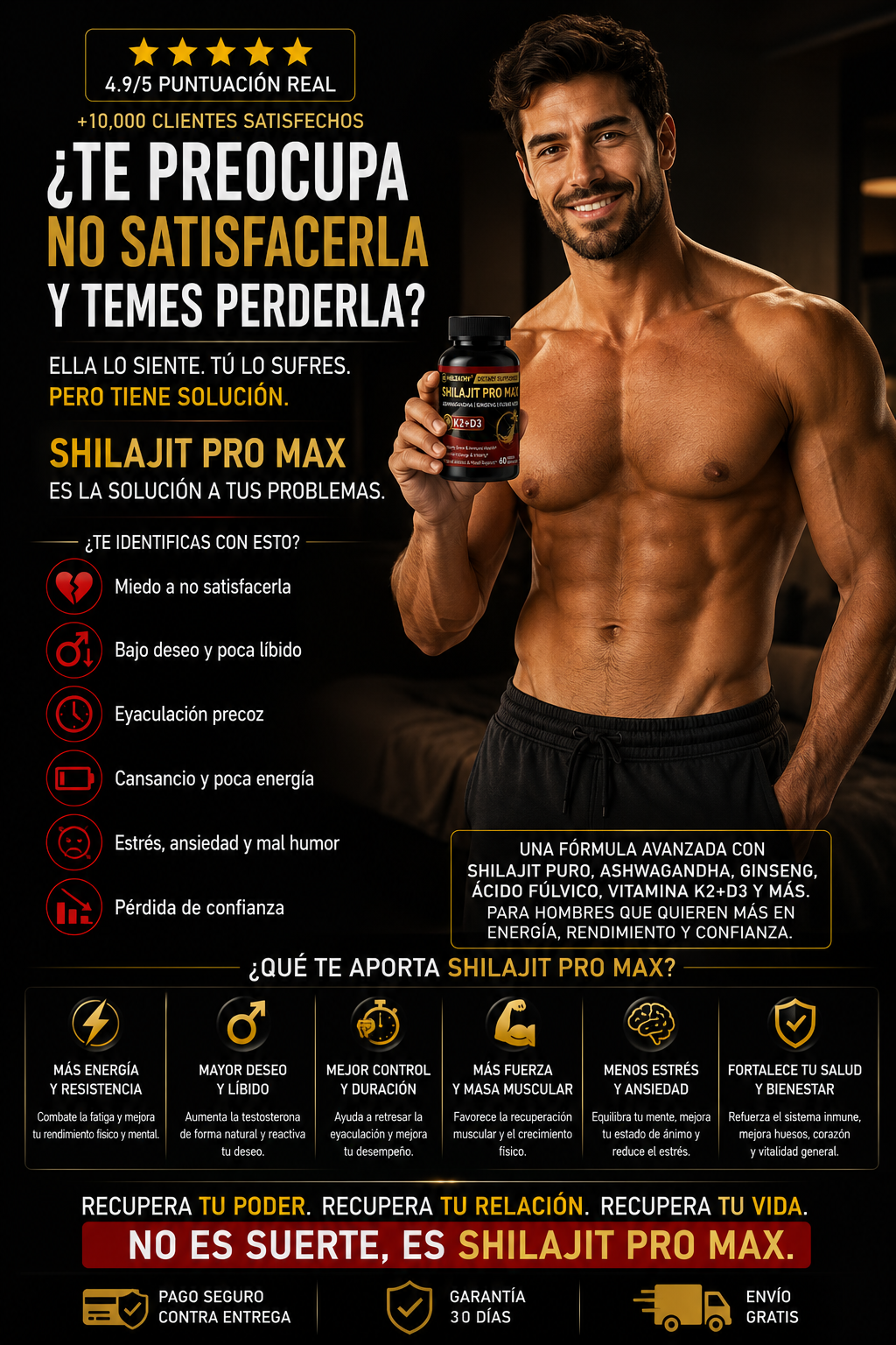 Shilajit Pro Max 5 en 1 / Poder y Rendimiento Masculino