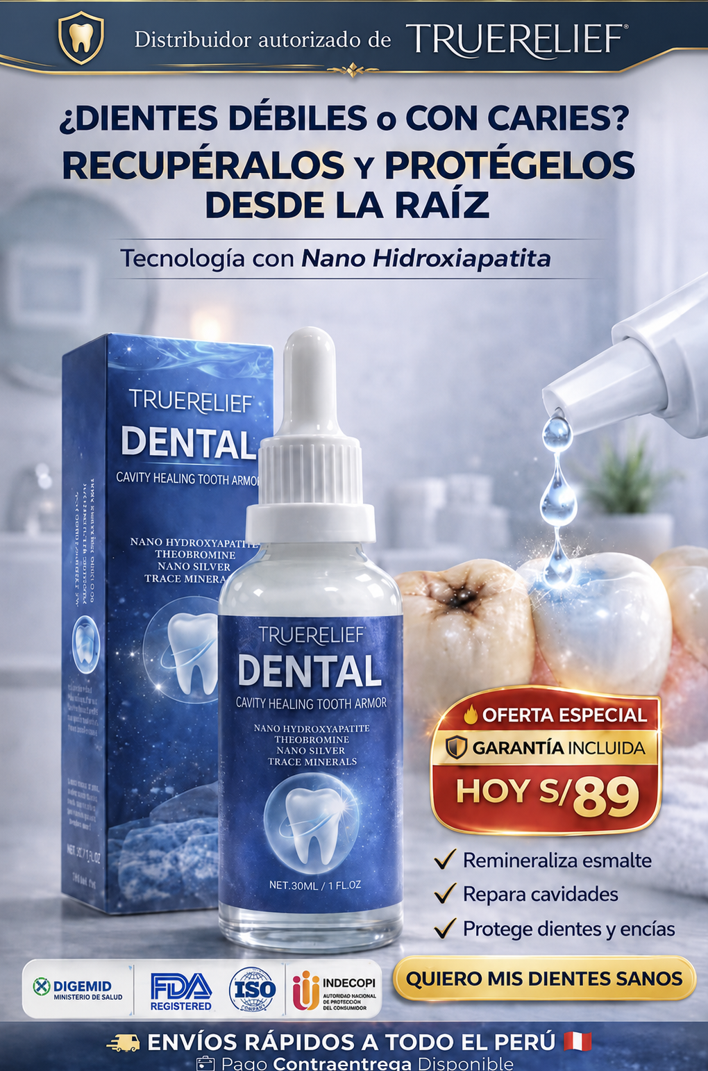 TRUERELIEF Dental | Nano Hidroxiapatita para Dientes Fuertes