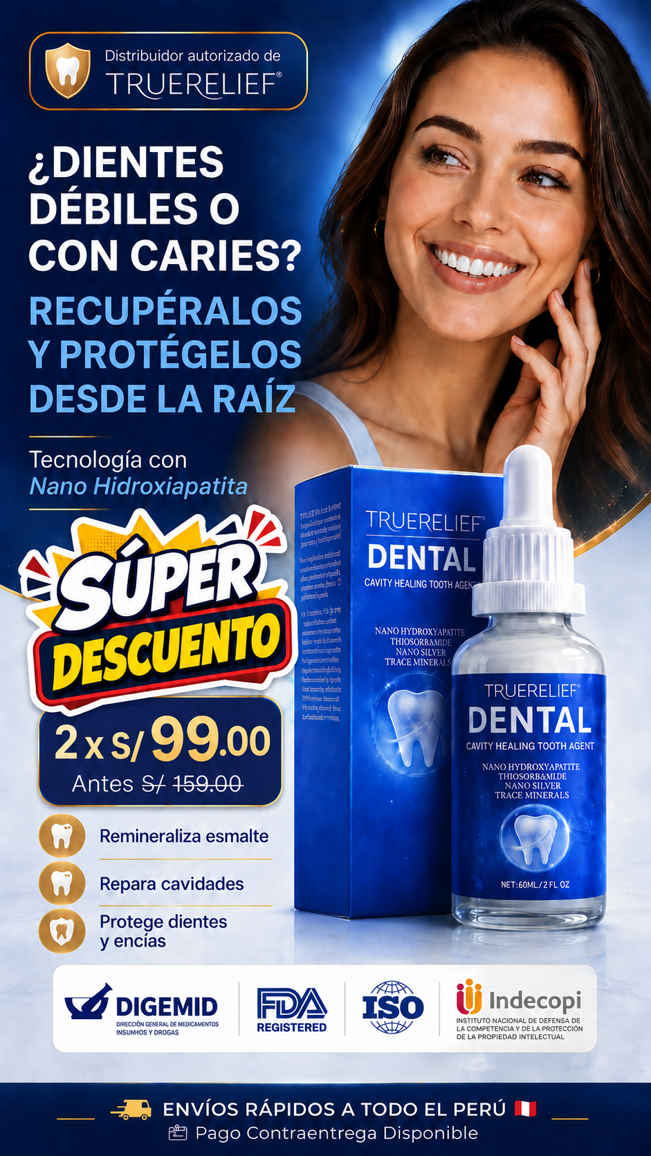 TRUERELIEF Dental I Nano Hidroxiapatita para dientes fuertes