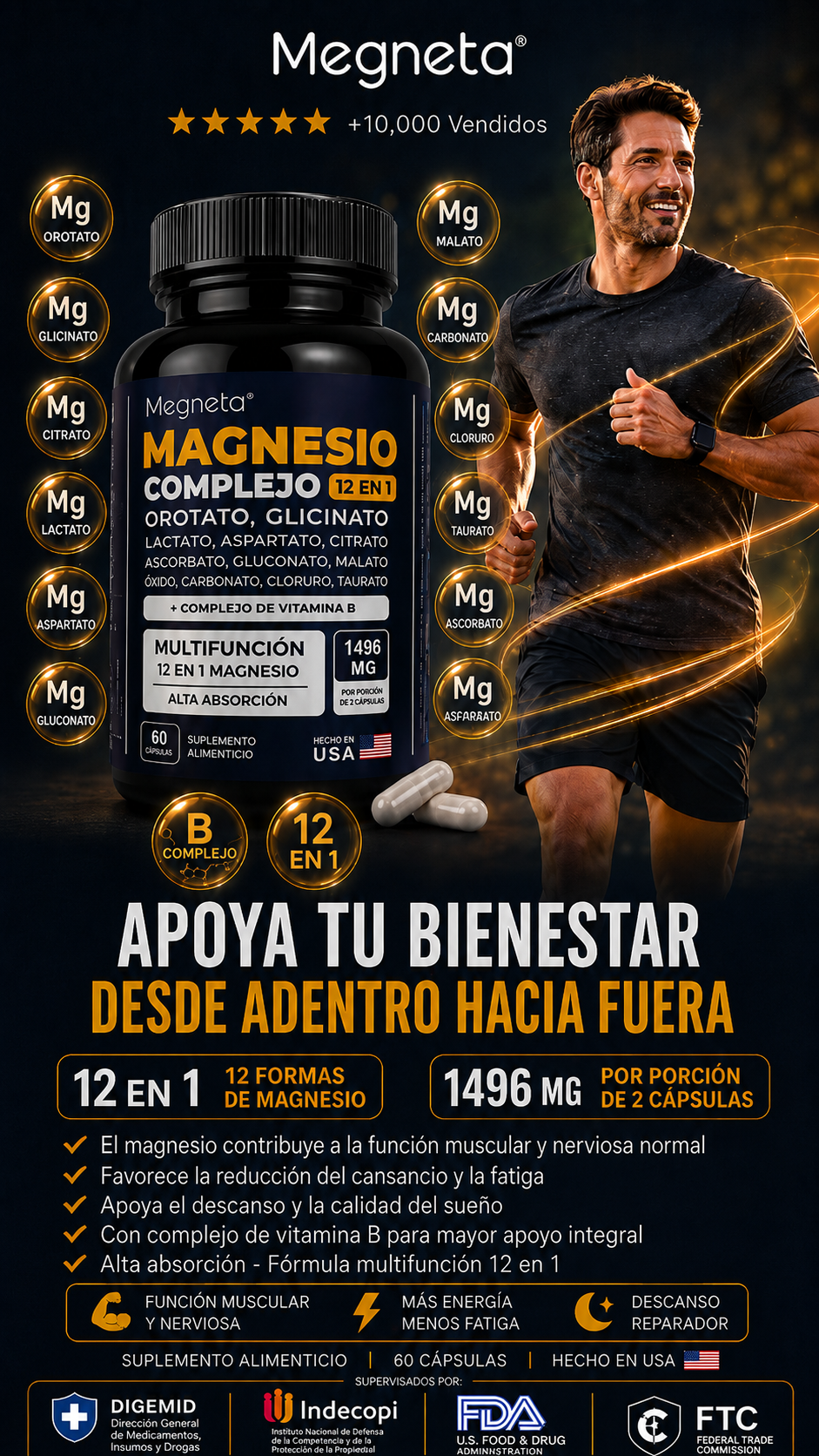 COMPLEJO MAGNESIO 12 EN 1 apoya tu bienestar desde adentro hacia fuera
