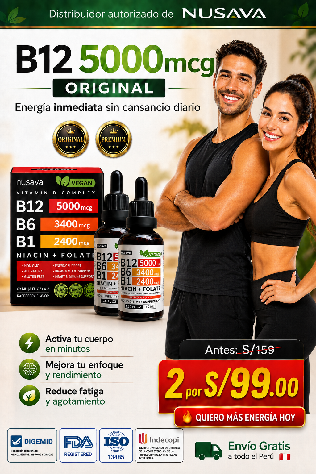 NUSAVA Complejo B Líquido B12 + B6 + B1